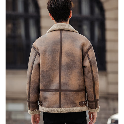 Leather And Fur Casual Coat For Men