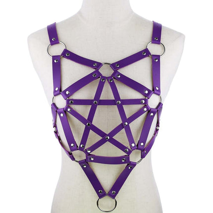 Pentacle body leather jacket