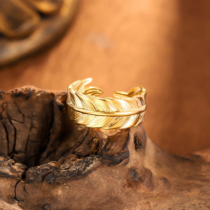 INS Style High-End Titanium Steel Ring, Gold Plated Stainless Steel, Anti-Fade All-Match Band