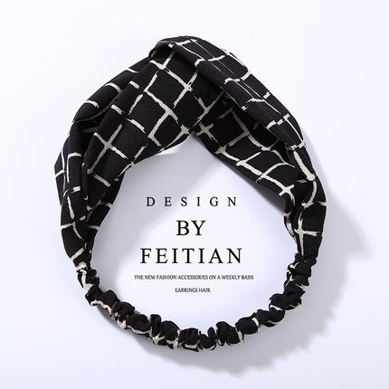 Fabric cross-knotted bow chiffon floral headband