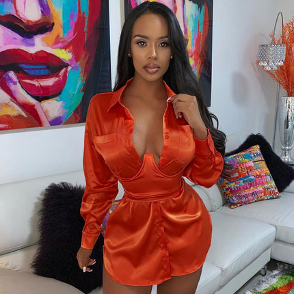 Long sleeve V-neck dress