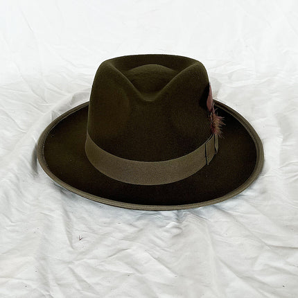 Handmade Feather Top Hat Big Head Circumference Men Elegant Gentlemen's Hat