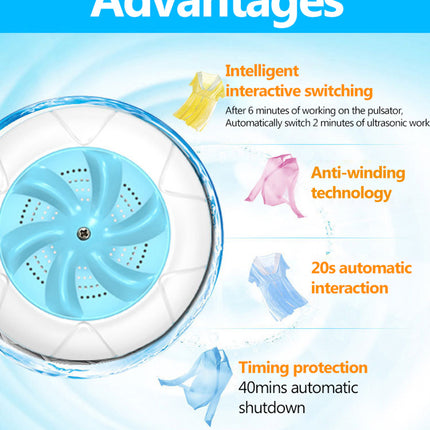 Mini Portable Ultrasonic Washing Machine Prevent Winding