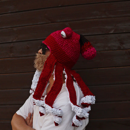 Octopus Hat Octopus Knitted Wool Hat Plus Beard