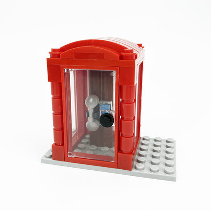 New Telephone Box Booth Street City Creator Blocks for Children Xmas Trees Moc Bricks Parts Bookcase Standing Clocks DIY