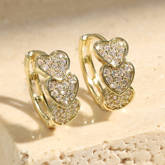 Hoë-gehalte Klassieke Oorbelle Met 'n Dubbelry Vol Diamant-ontwerp