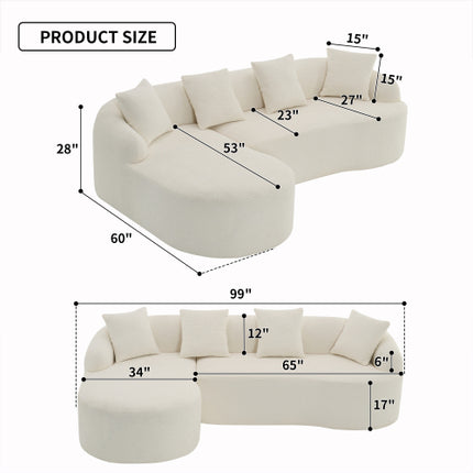 LY-022 GRIJS KOMPRESSIESOFA Kombinasie Rusbank Met 3-sitplek, Houtgraan Chenille Stof, Volle Spons Kompressiesofa, Gekombineerde Sofa Met 4 Kussings Vir Sitkamer Meubels Woonstel