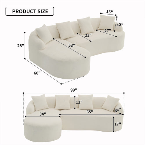 LY-022 GRIJS KOMPRESSIESOFA Kombinasie Rusbank Met 3-sitplek, Houtgraan Chenille Stof, Volle Spons Kompressiesofa, Gekombineerde Sofa Met 4 Kussings Vir Sitkamer Meubels Woonstel