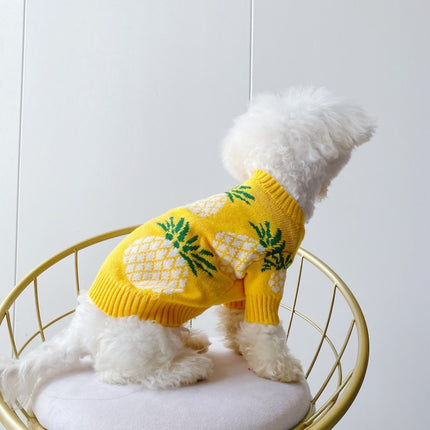 Cute Pineapple Print Jarre Aero Bull Autumn And Winter Christmas Pet Clothes