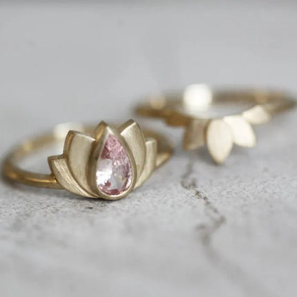Retro Kreatiewe Ontwerp Nis Lotusblom Ring