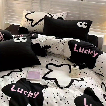 Soft Washed Cotton Bedding Four-Piece Set College Dorm Bed Sheet And Duvet Cover Three-Piece Set