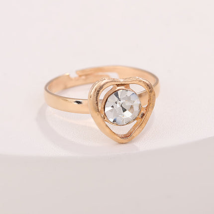 Kristalhart-sieradestel in Europese en Amerikaanse styl - halssnoer, oorbelle, ring en armband (vierdelige stel)