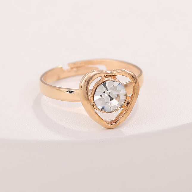 Kristalhart-sieradestel in Europese en Amerikaanse styl - halssnoer, oorbelle, ring en armband (vierdelige stel)