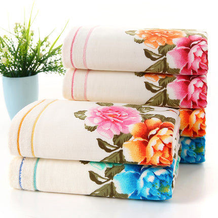 Tweekleurige Laphanddoek Bedruk Met Peonies