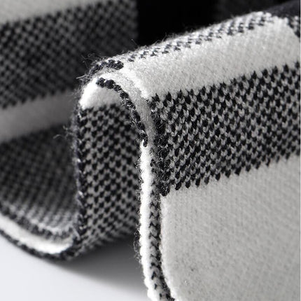 Cashmere Plaid Long Men's Scarf With Neck