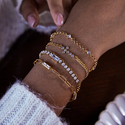 Vlekvrye Staal Armband Met Wit Sirkone
