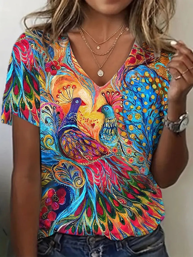 Women's New Summer Thin Hollow V-neck T-shirt