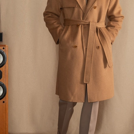 Men's Wool Drop Shoulder Casual Mid-length Coat