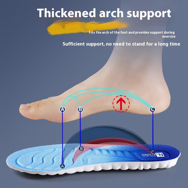 Super Soft Long Standing Arch Support Thickened Shock Absorption Sports Men And Women Running Military Training PU Insole