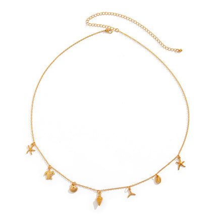 Resort-style Starfish And Scallop Shell Chain Waist Belt