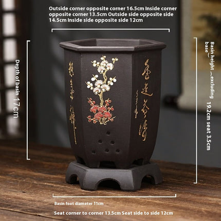 Hexagonal Large Ceramic Flowerpot