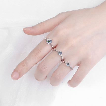 Moissanite 925 Sterling Silwer Plaat Ring Dogter