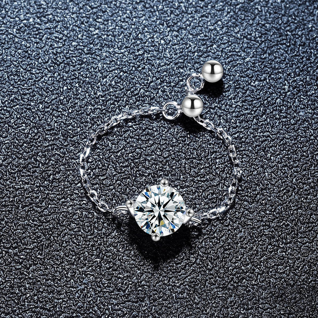 S925 Sterling Silwer Meermin Moissanite Ring Vir Vroue, Unieke Ontwerp, Ligte Luukse Verstelbare Kettingring, Nuwerwetse Modejuweliersware