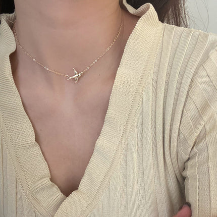 Horisontale Legering Voël Hanger Halssnoer Vroue Kort Sleutelbeen Ketting