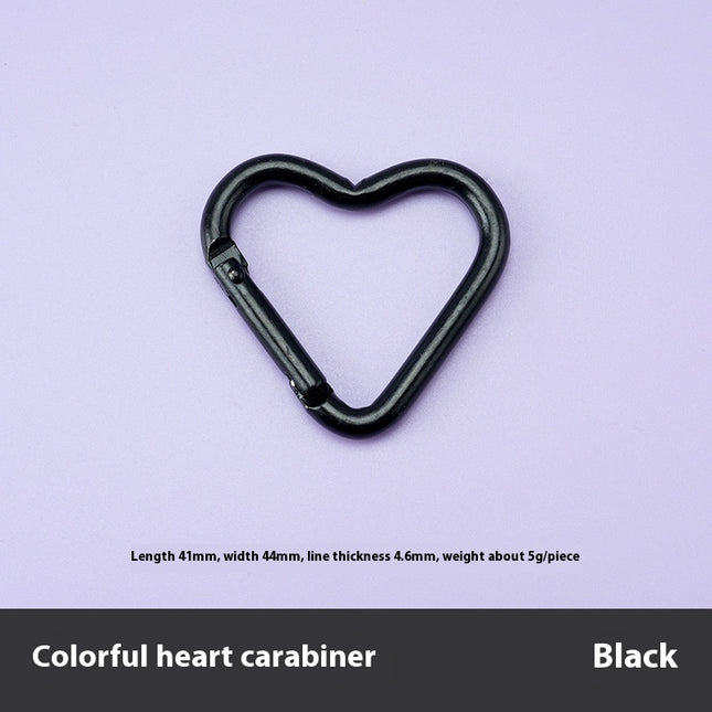 Love Heart Climbing Button Carabiner Heart-shaped Aluminum Alloy DIY Water Bottle Buckle Keychain Accessories
