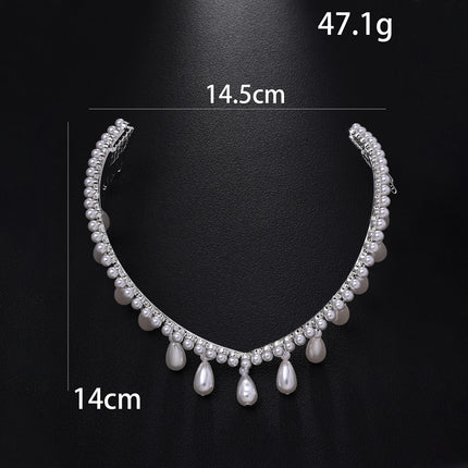 Elegant Bridal Headpiece With Toothed Waterdrop Design For The Back Of The Head
