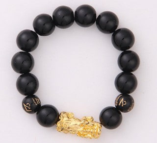 Obsidian 18K Goud Armband ses dapper woorde op hand en klein Pêrel vervoer geskenke groothandel