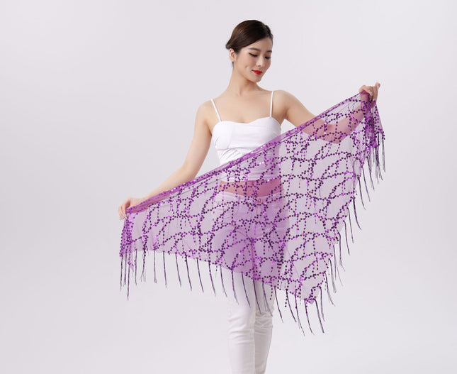 Belly Dance Sequins Tassel Triangle Waist Scarf