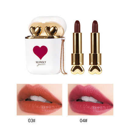 Dubbelbuis Fluweel Lipstick Mat Mat Oorfoon Stoorboks Draagbaar