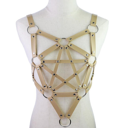 Pentacle body leather jacket