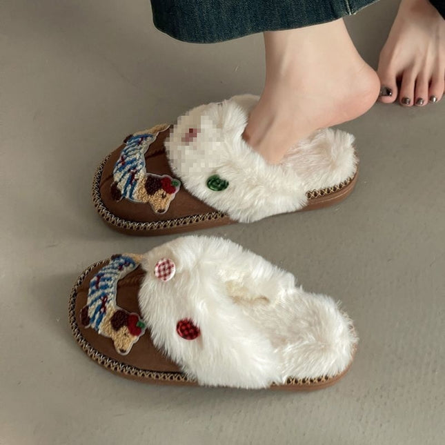 Cute Cartoon Sausage Dog Fluffy Shoes Female