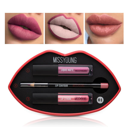 Vroue Se Matte Pêrel Lipglans Lipstiffie Pen Stel