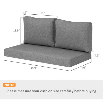 2-sitplek Patio Meubelkussings, 46x26x5 duim, Dik Buitelug Loveseat Kussingstel Met Verwyderbare Oortreksel, Vervaagbestande Vervangkussings Vir Buitelug Meubels, Rusbank, Swaaibank, Grys