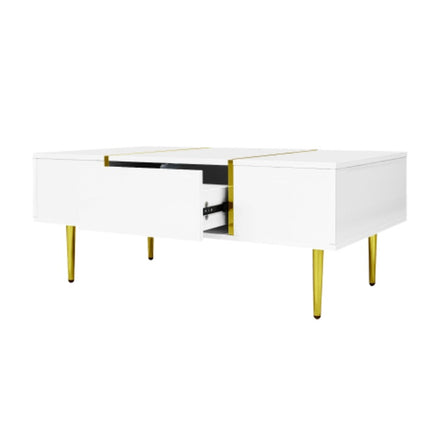 Wit Hoogglans Koffietafel, Modern En Eenvoudig, Met 2 Laaie
