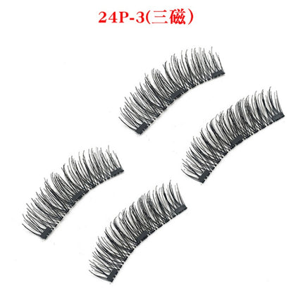 3D double magnet false eyelashes 24P double magnet false Mascara free magnetic false eyelash double magnet eyelashes