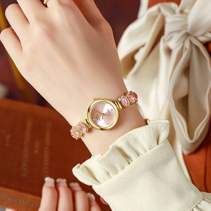 Vroue-armband Ronde Wyse Diamant Gevorderde Kwarts-horlosie
