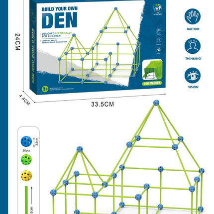 Fort Building Kit Construction Blocks Set Kids Toy Tents Fortress Builder Castles Tunnels Diy 3d Play House For Children Gift