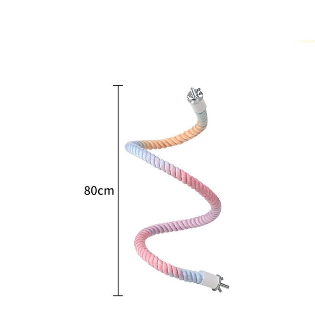 Gradient Colorful Bird Rope Perch Stand For Bird Cages Bendable Climbing Rope Cage Accessory Toy For Cockatiel Parakeet Sugar Glider