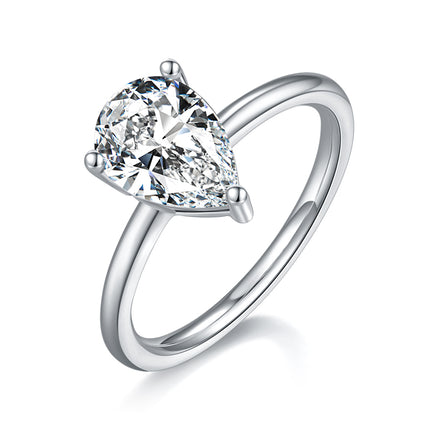 Peervormige Moissanite Met Topgehalte Moissanite Luukse En Modieuse Ligluukse Juweliersware Silwerring S925 Silwer Geëlektroneer Met Platinum