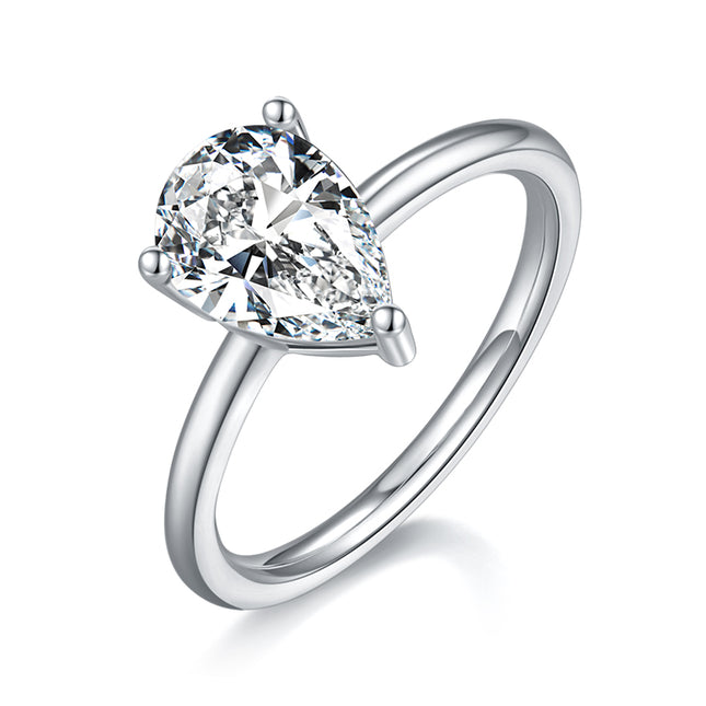 Peervormige Moissanite Met Topgehalte Moissanite Luukse En Modieuse Ligluukse Juweliersware Silwerring S925 Silwer Geëlektroneer Met Platinum