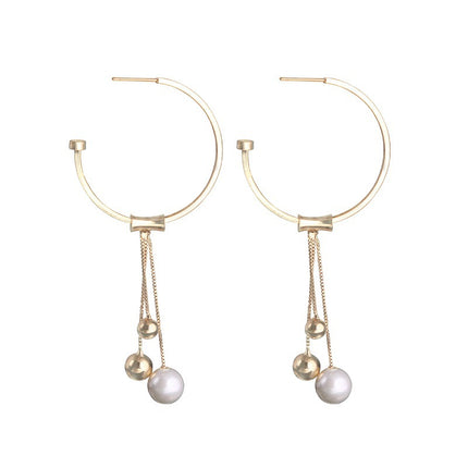 Geometriese sirkeloorbelle vir vroue s925 sterling silwer kwassie langwerpige pêreloorringe modieuse hipoallergeniese oorbelle