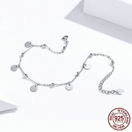Ronde S925 Sterling Silwer Modieuse Witgoud-oortrekte Silwer Enkelband