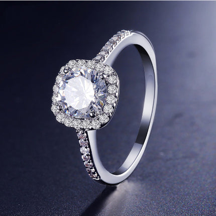 Trouringe vir Vroue Silwerkleur Juweliersware Luukse Ringe Verlowing Vierkantige Bague Kubieke Sirkonium