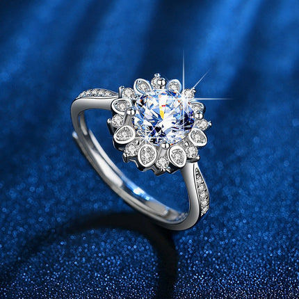 Elegante 1ct Gesimuleerde Moissanite Ses-Punt Ring Luukse Troujuweliersware Vir Vroue