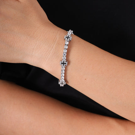 Platina-geplateerde Kruisvormige Tennis-Ketting Mode-Styl Armband