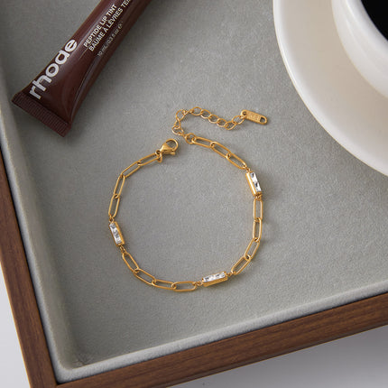 Vlekvrye Staal Armband Met Wit Sirkone